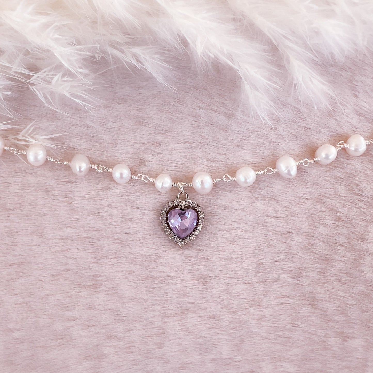 Crystal Heart Pearl Bracelet