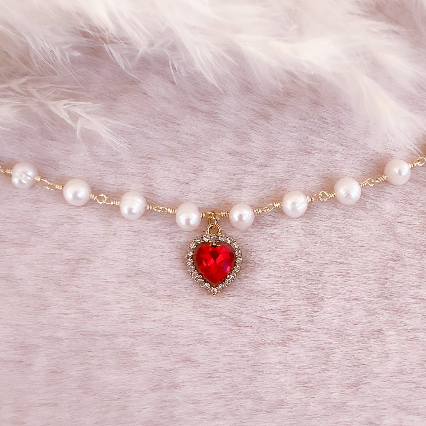 Crystal Heart Pearl Bracelet