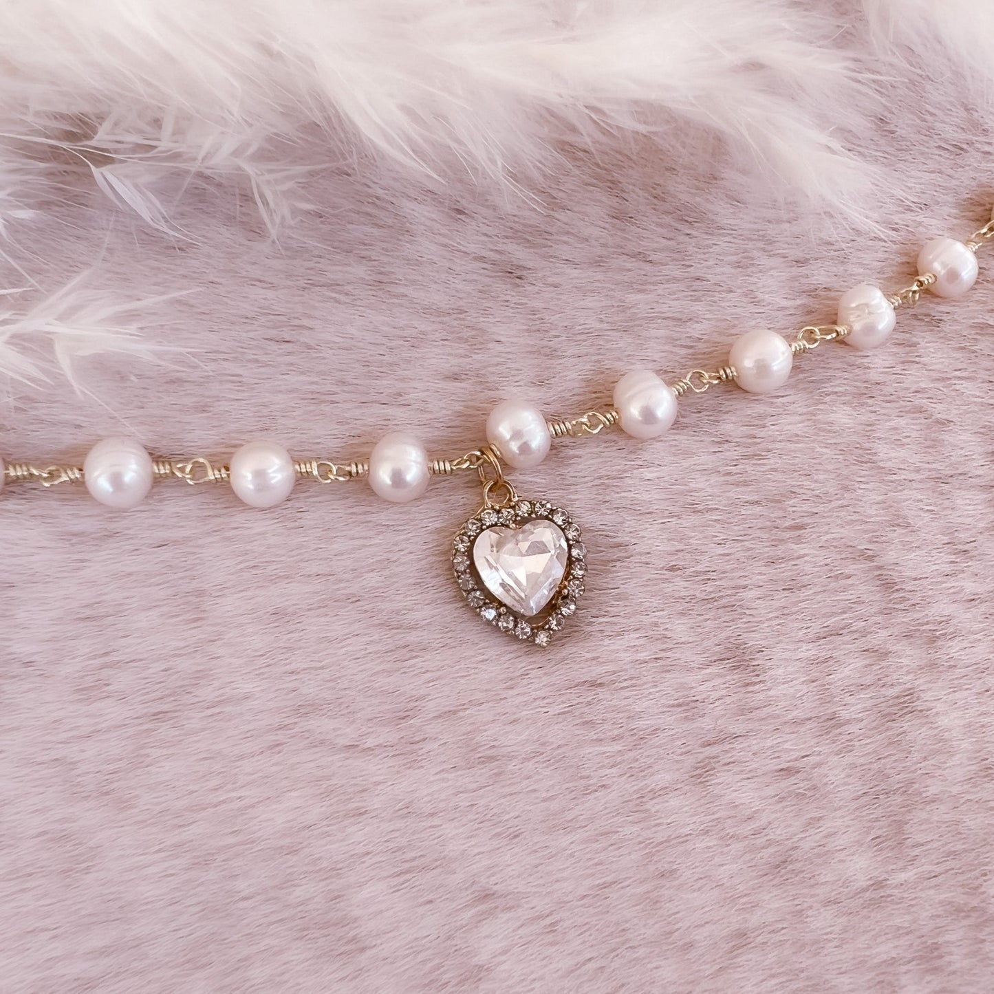 Crystal Heart Pearl Bracelet