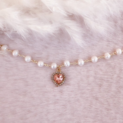 Crystal Heart Pearl Bracelet