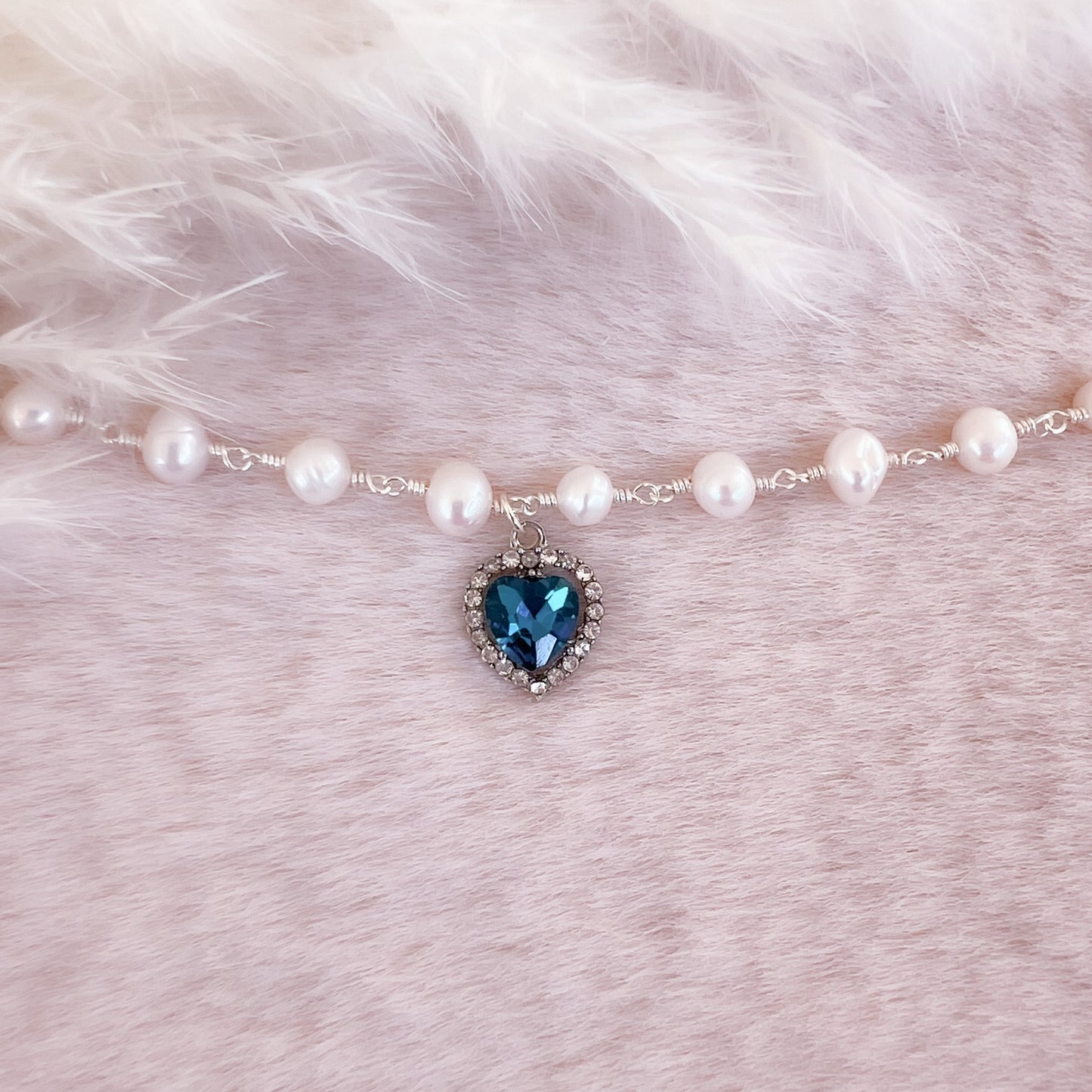 Crystal Heart Pearl Bracelet