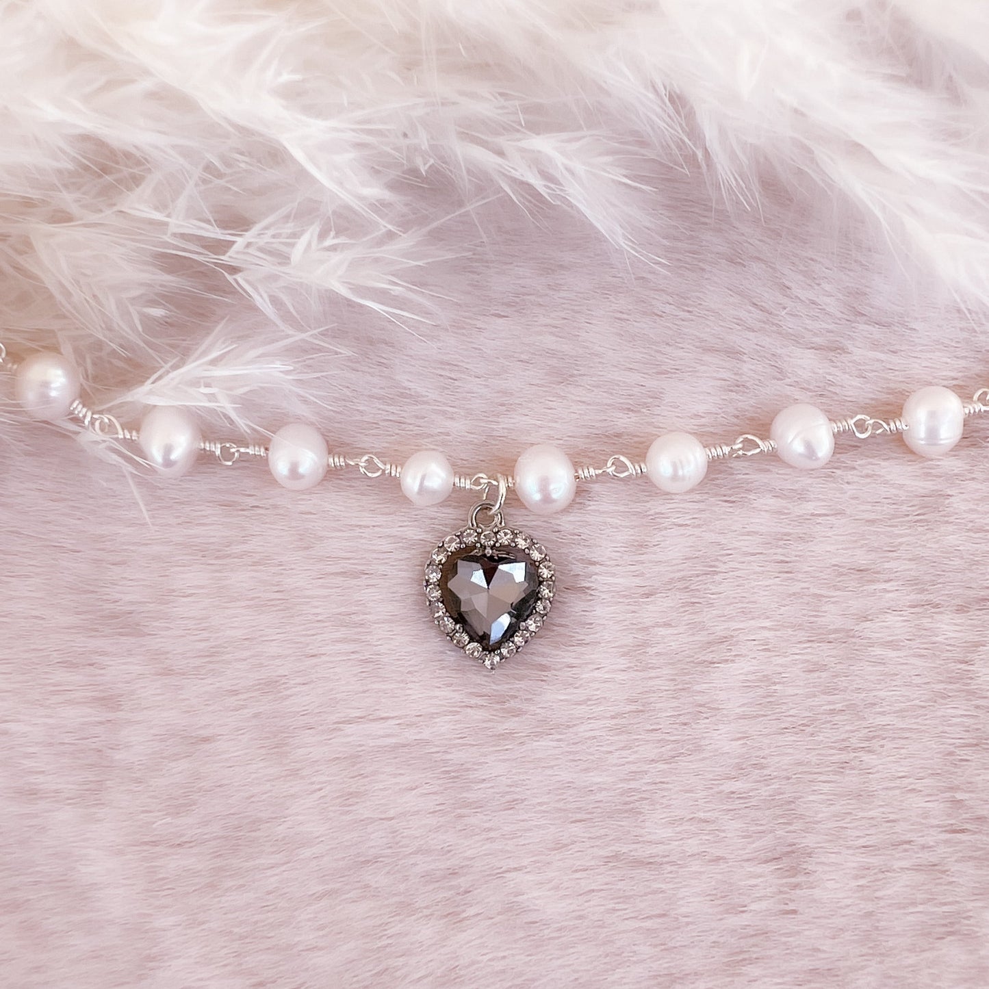 Crystal Heart Pearl Bracelet
