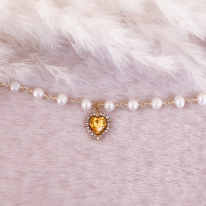 Crystal Heart Pearl Bracelet