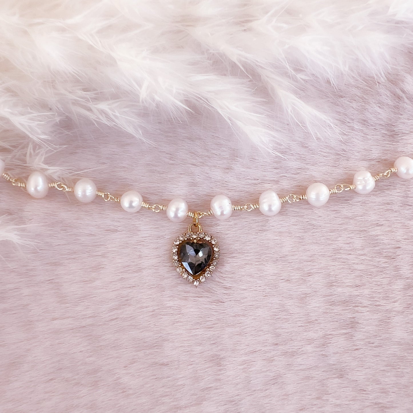 Crystal Heart Pearl Bracelet