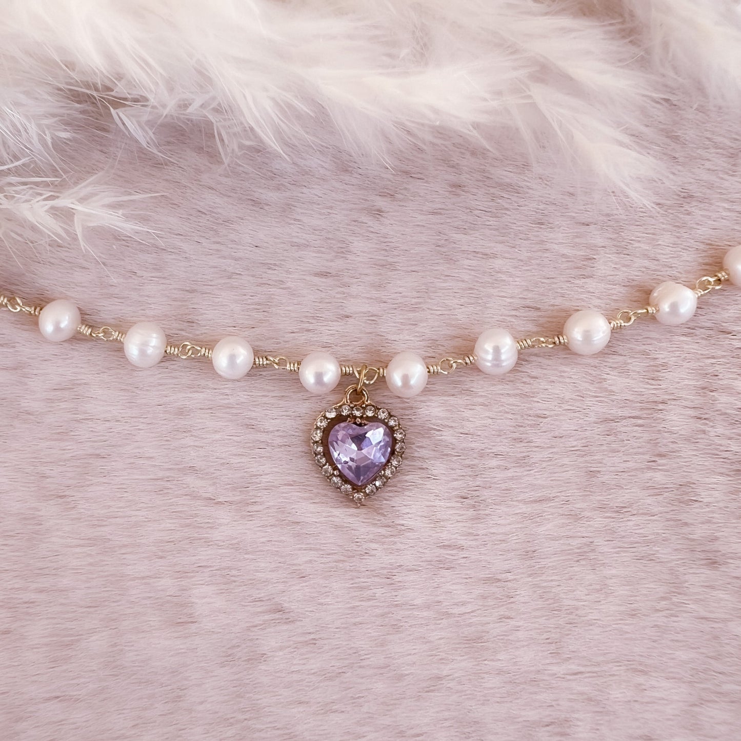 Crystal Heart Pearl Bracelet