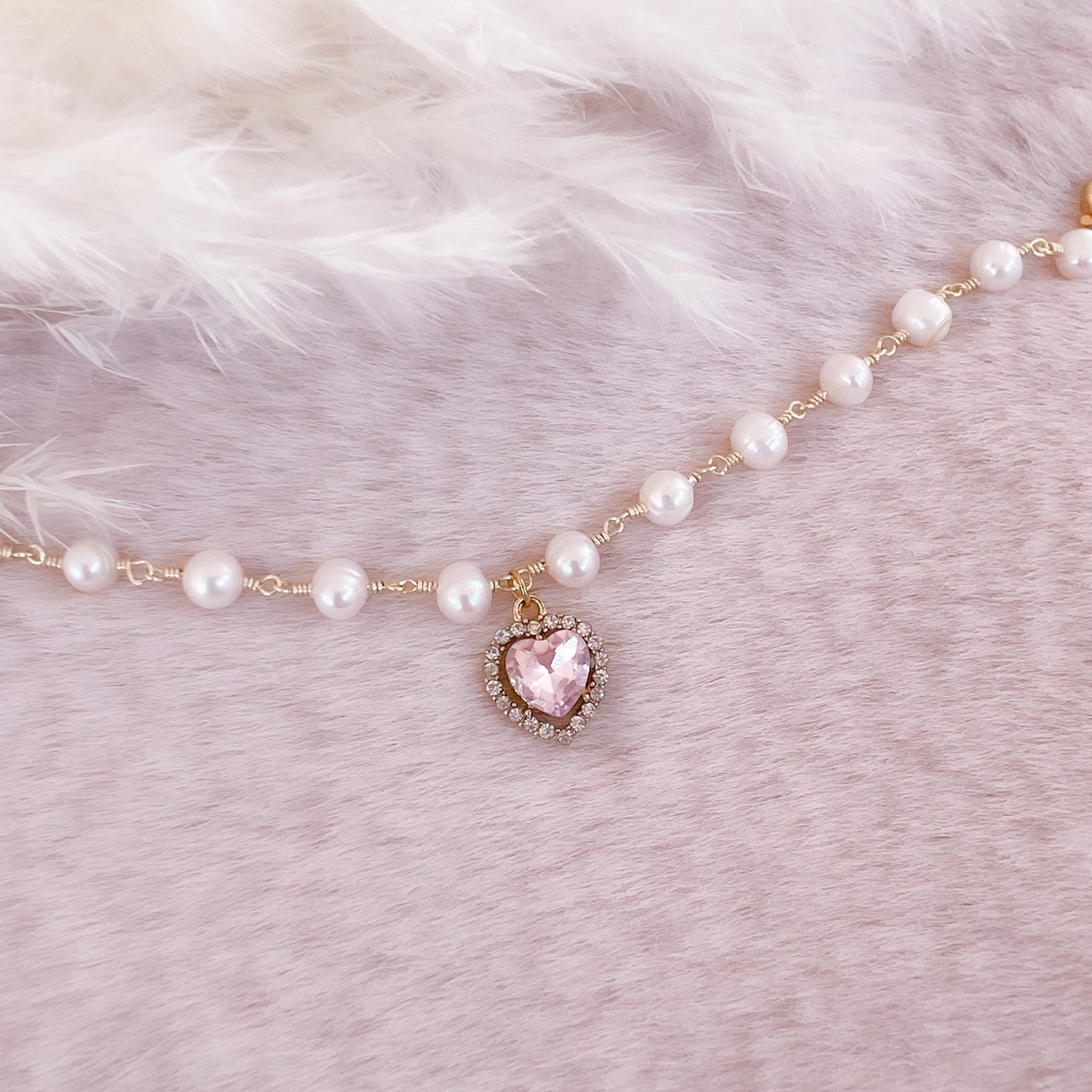 Crystal Heart Pearl Bracelet