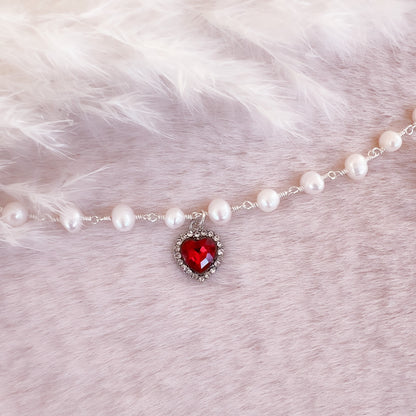 Crystal Heart Pearl Bracelet