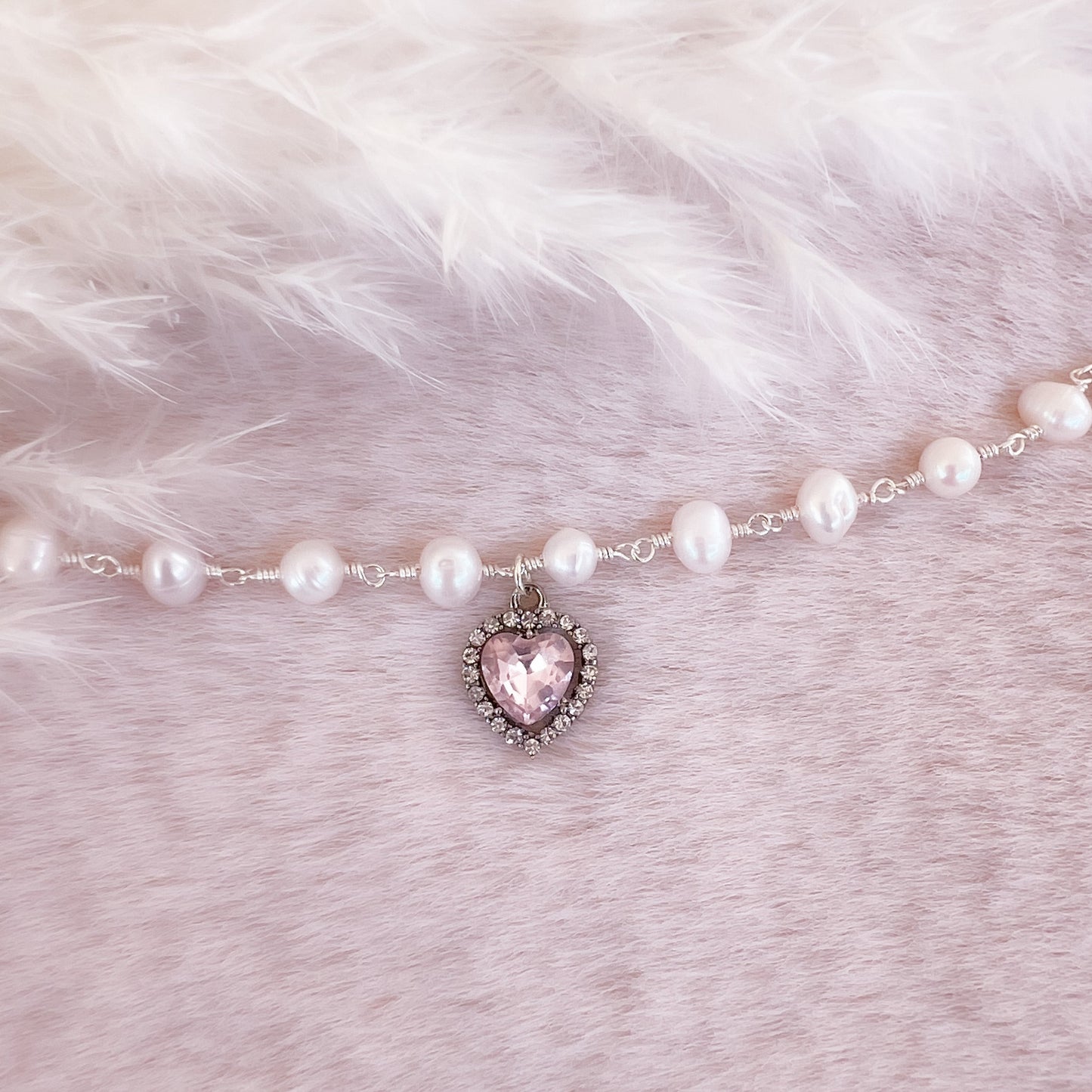 Crystal Heart Pearl Bracelet