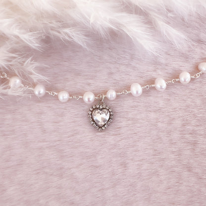 Crystal Heart Pearl Bracelet