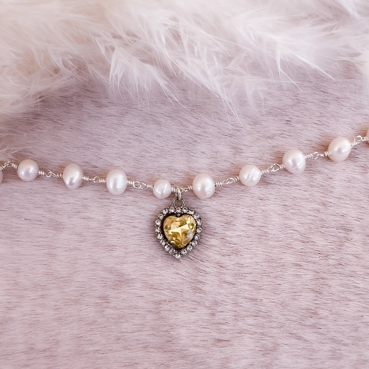 Crystal Heart Pearl Bracelet