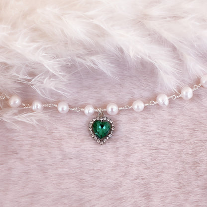 Crystal Heart Pearl Bracelet