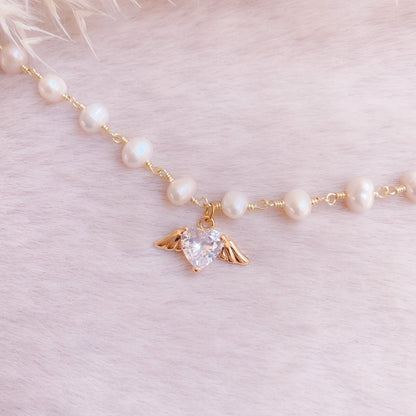 Winged Love Pearl Choker