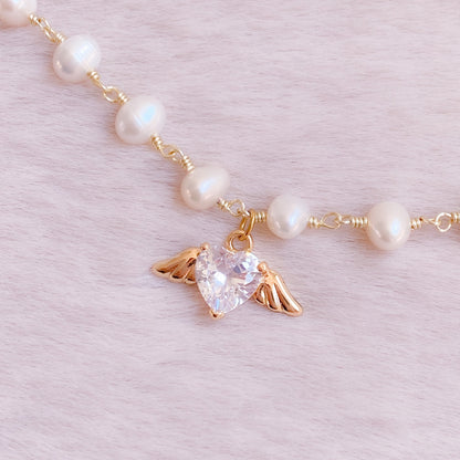 Winged Love Pearl Choker