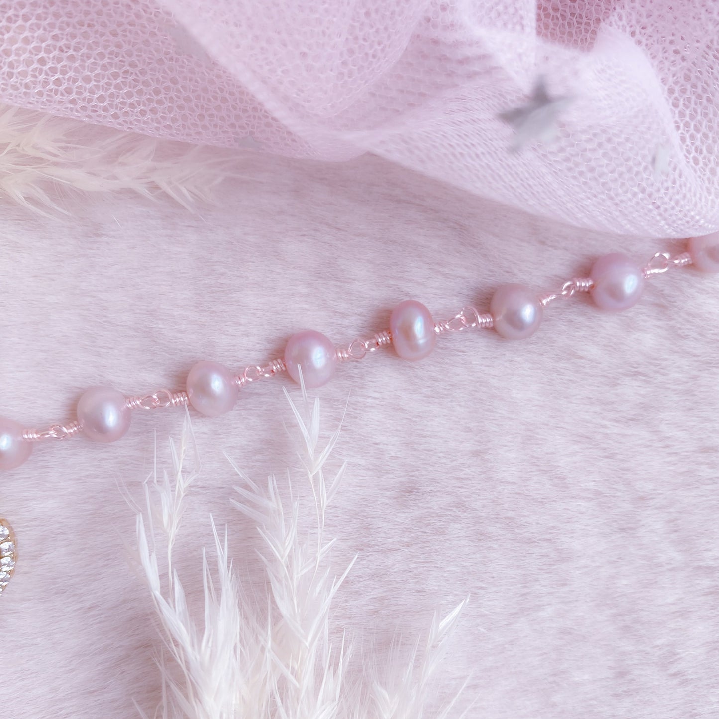 Rose Crystal Heart Pearl Choker