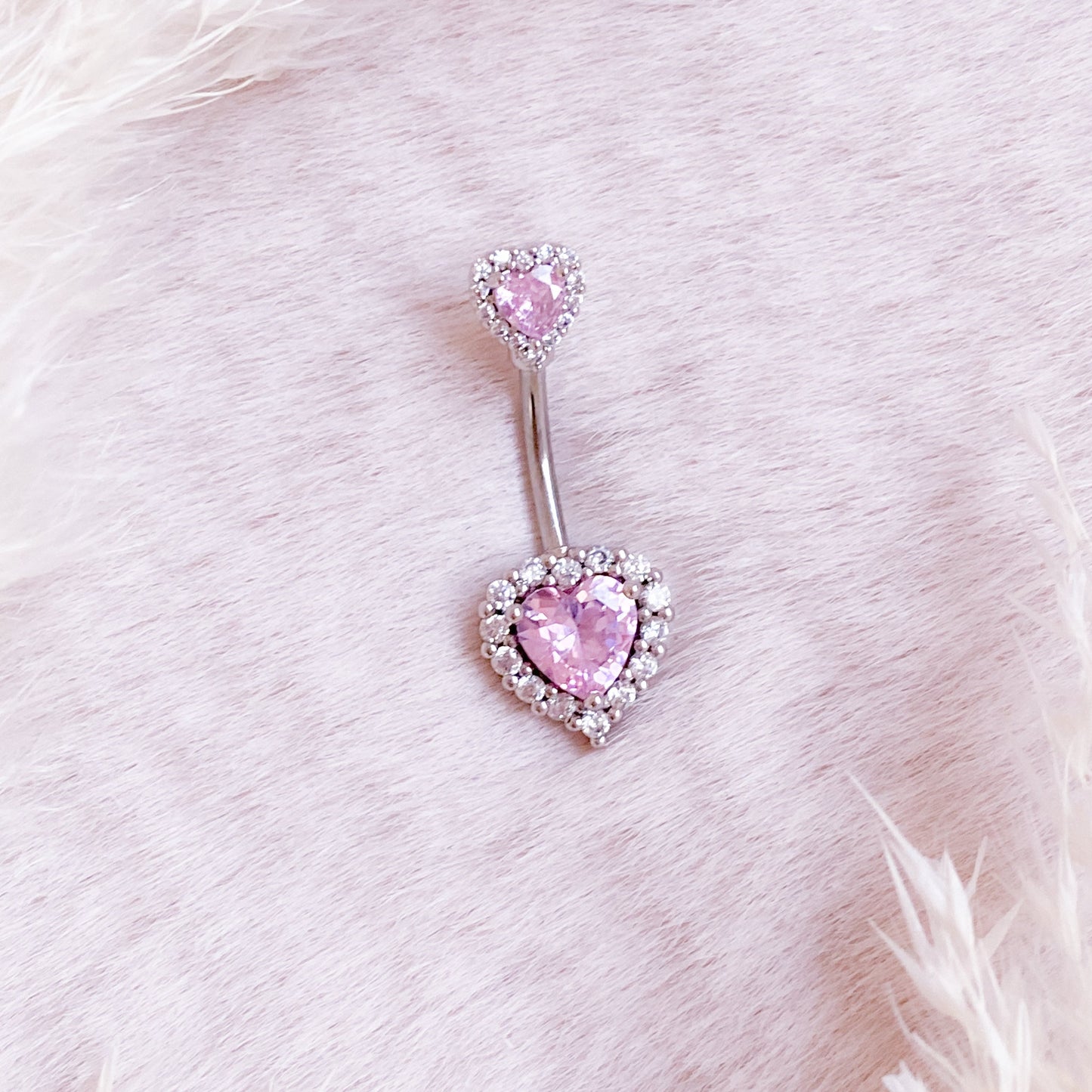 Crystal Heart Belly Button Piercing