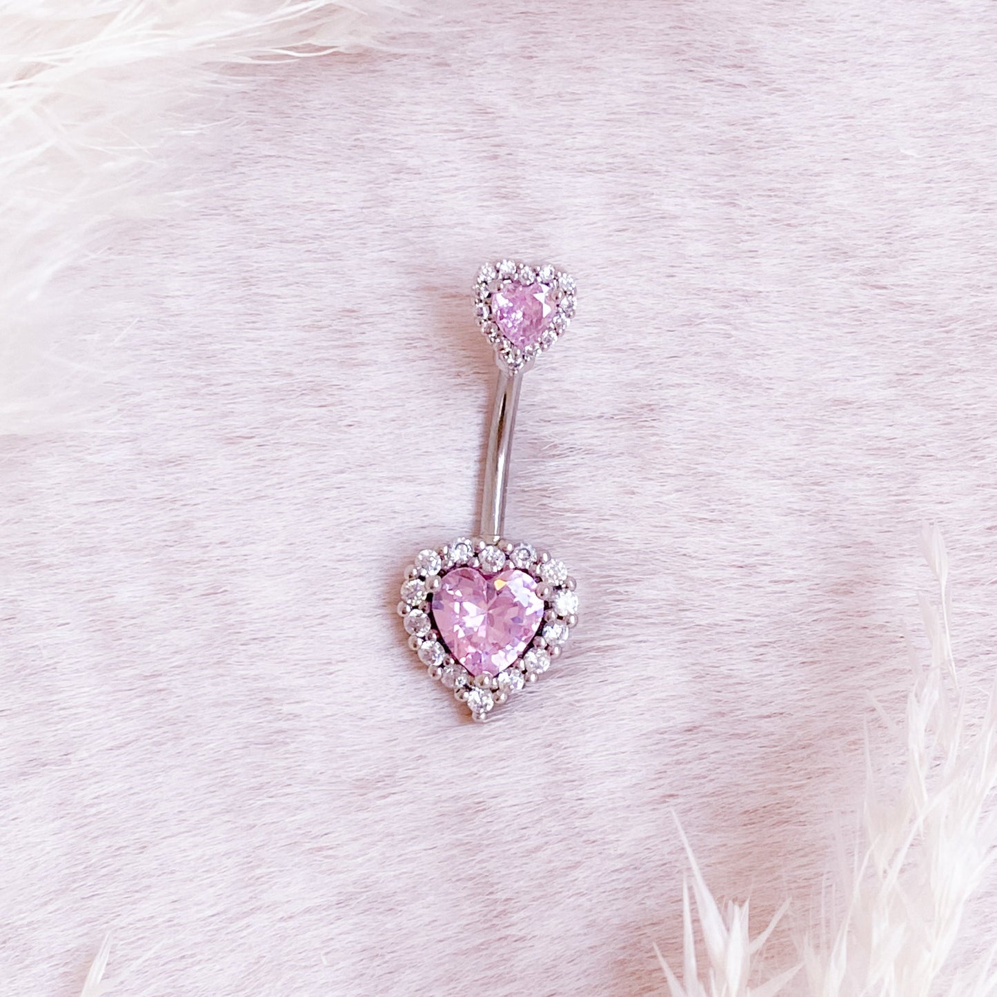 Crystal Heart Belly Button Piercing