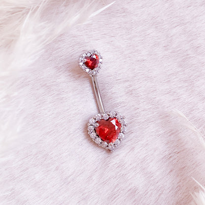 Crystal Heart Belly Button Piercing