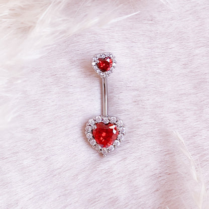 Crystal Heart Belly Button Piercing