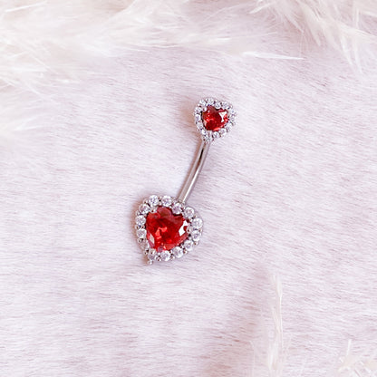 Crystal Heart Belly Button Piercing