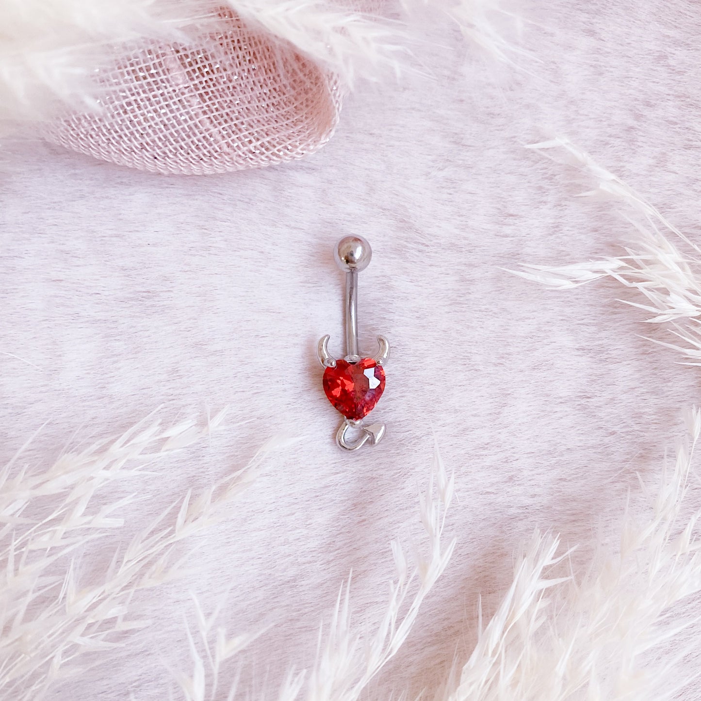 Devil Heart Belly Button Bar