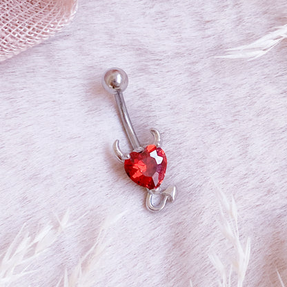 Devil Heart Belly Button Bar