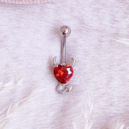 Devil Heart Belly Button Bar