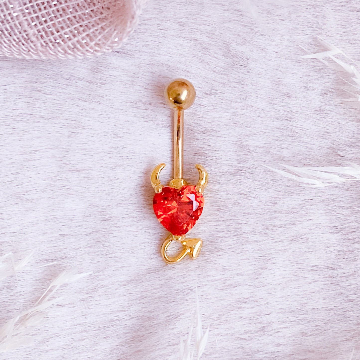 Devil Heart Belly Button Bar