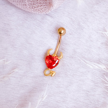 Devil Heart Belly Button Bar