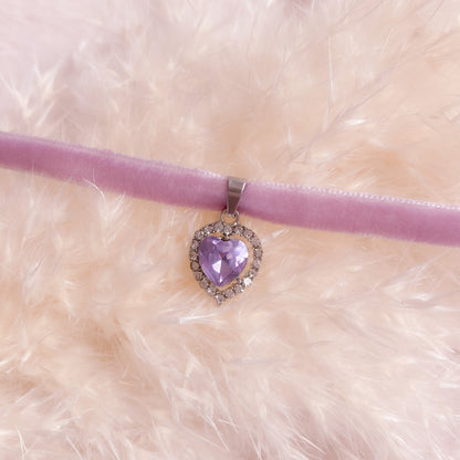 Precious Velvet Crystal Heart Choker