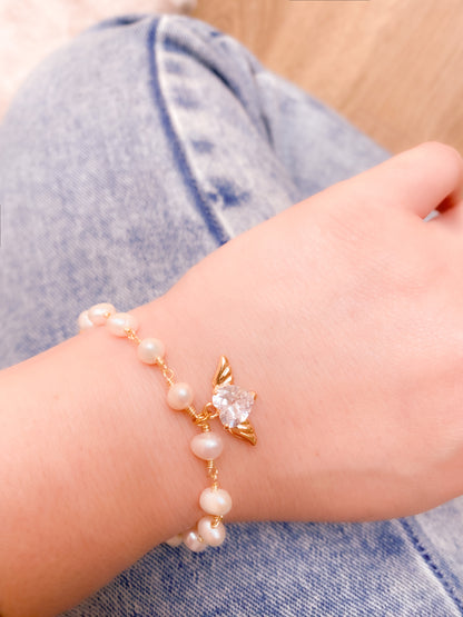 Winged Love Pearl Bracelet