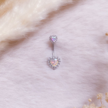 Crystal Heart Belly Button Piercing