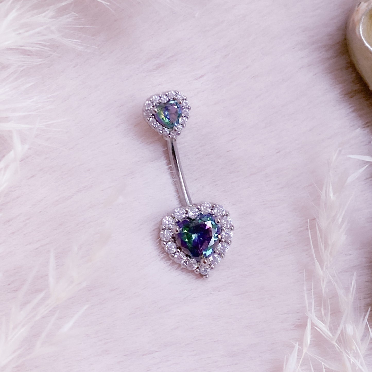 Crystal Heart Belly Button Piercing