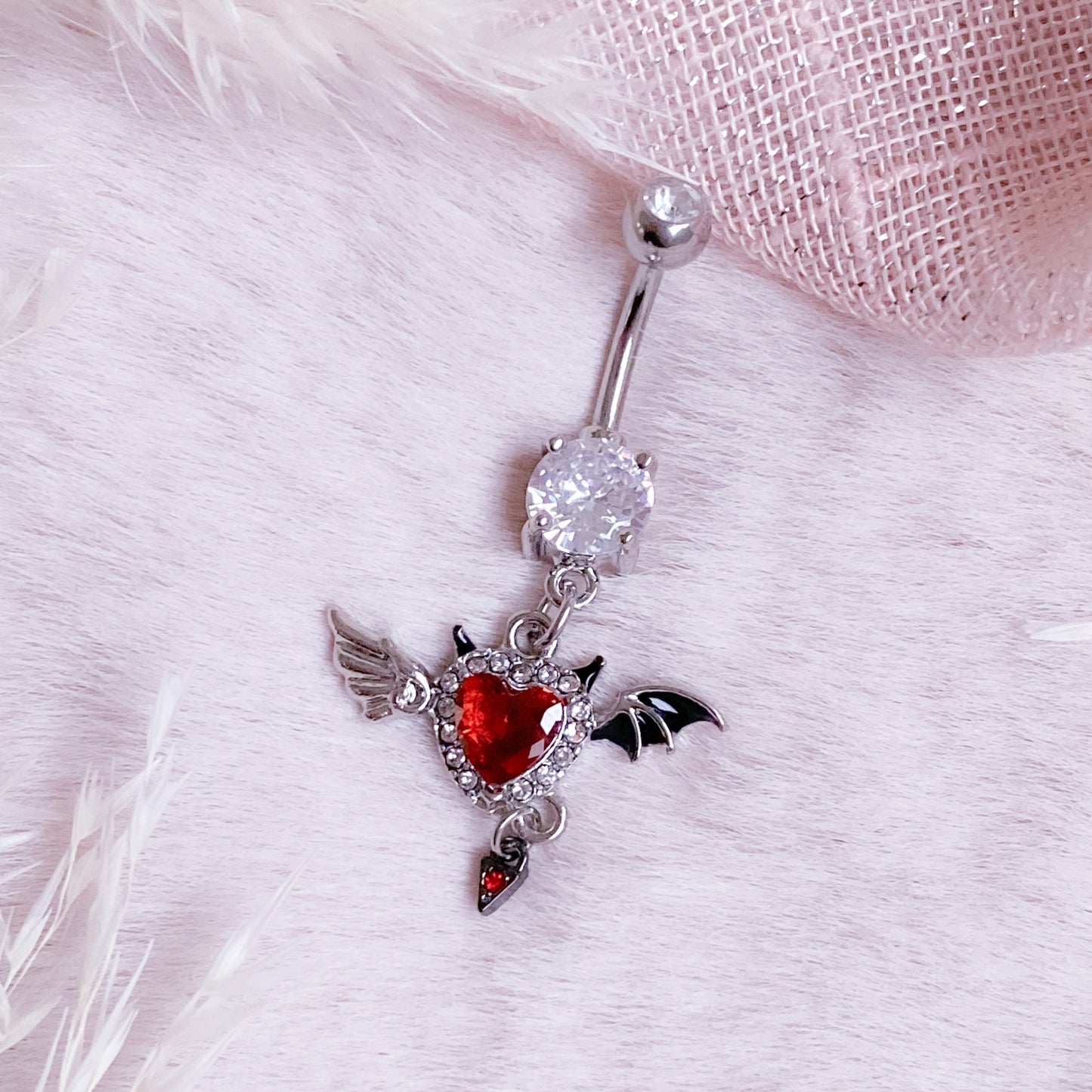 Dark Devil Heart Belly Button Bar