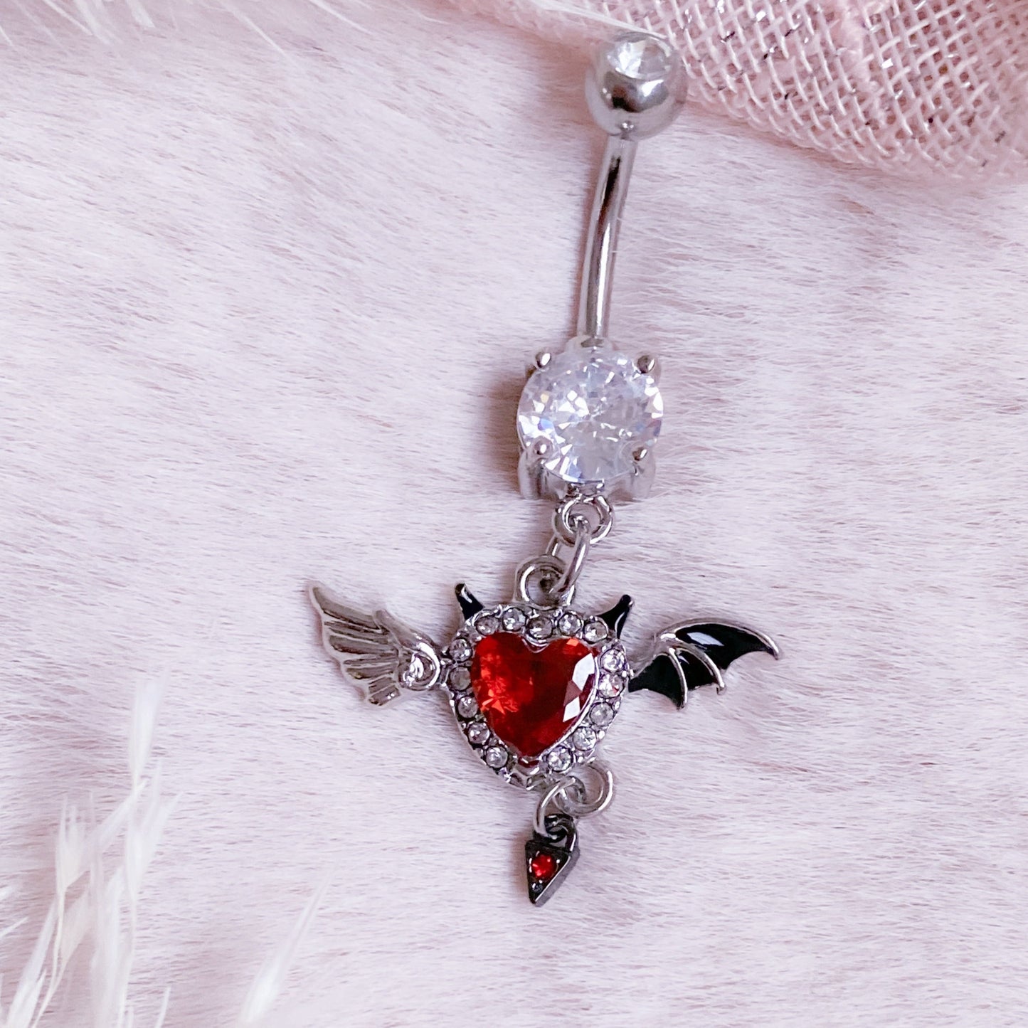 Dark Devil Heart Belly Button Bar