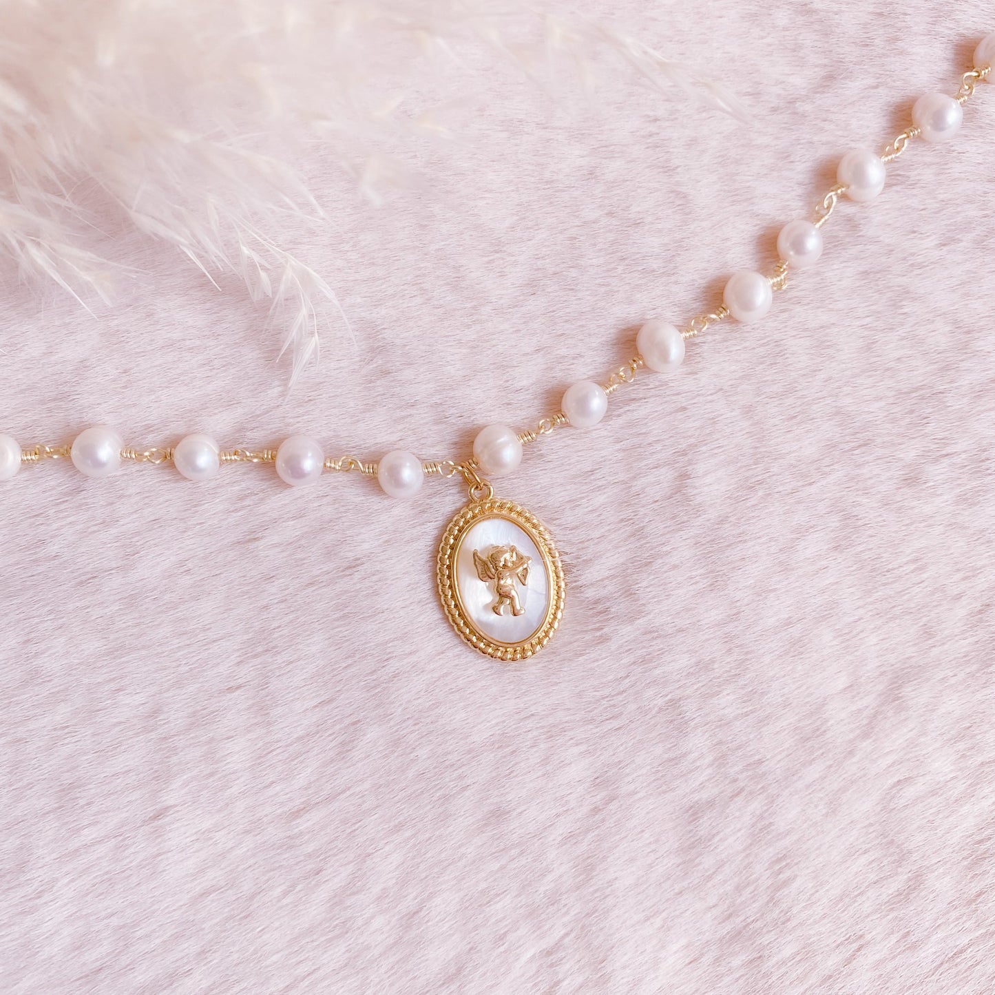 Cupid Medallion Pearl Choker