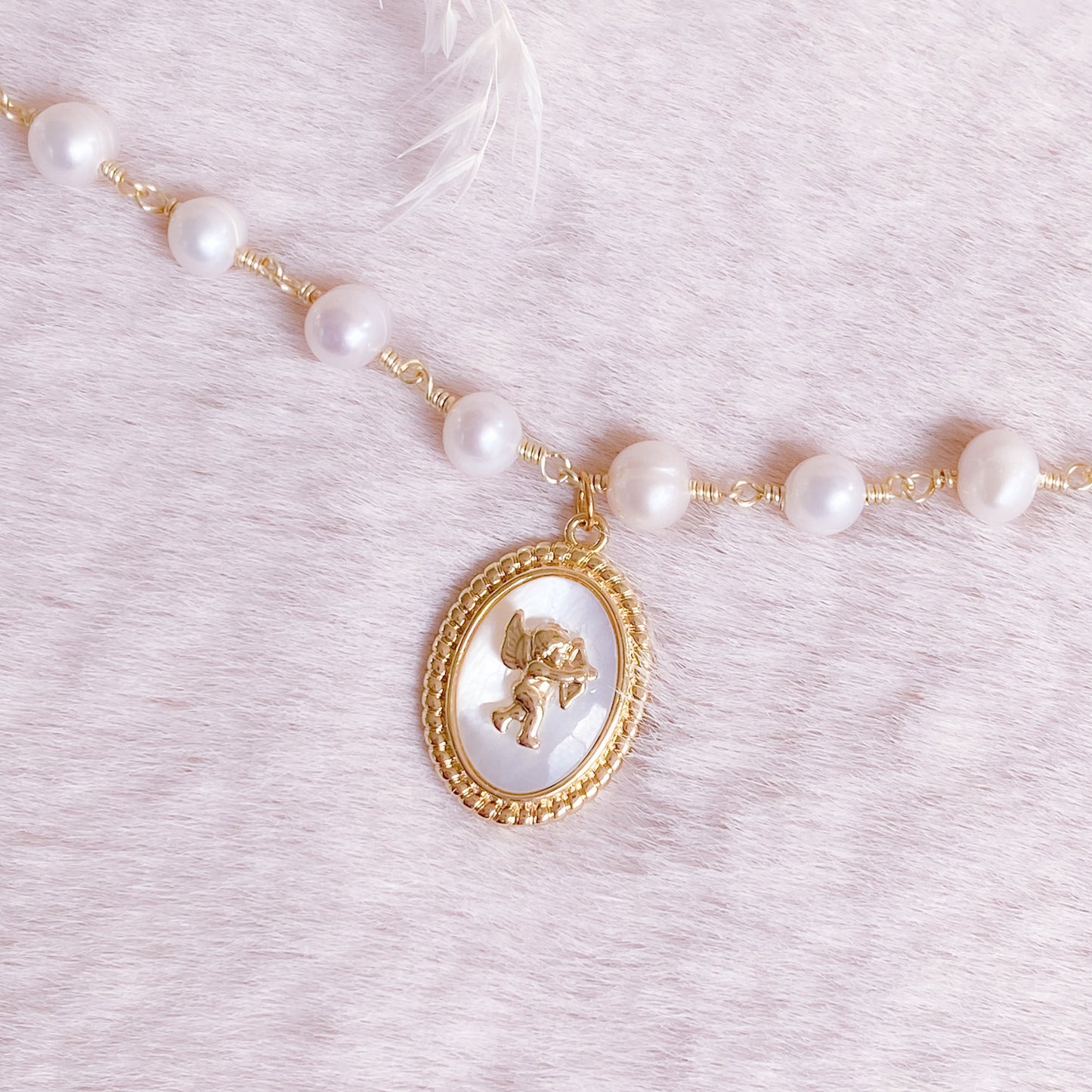 Cupid Medallion Pearl Choker