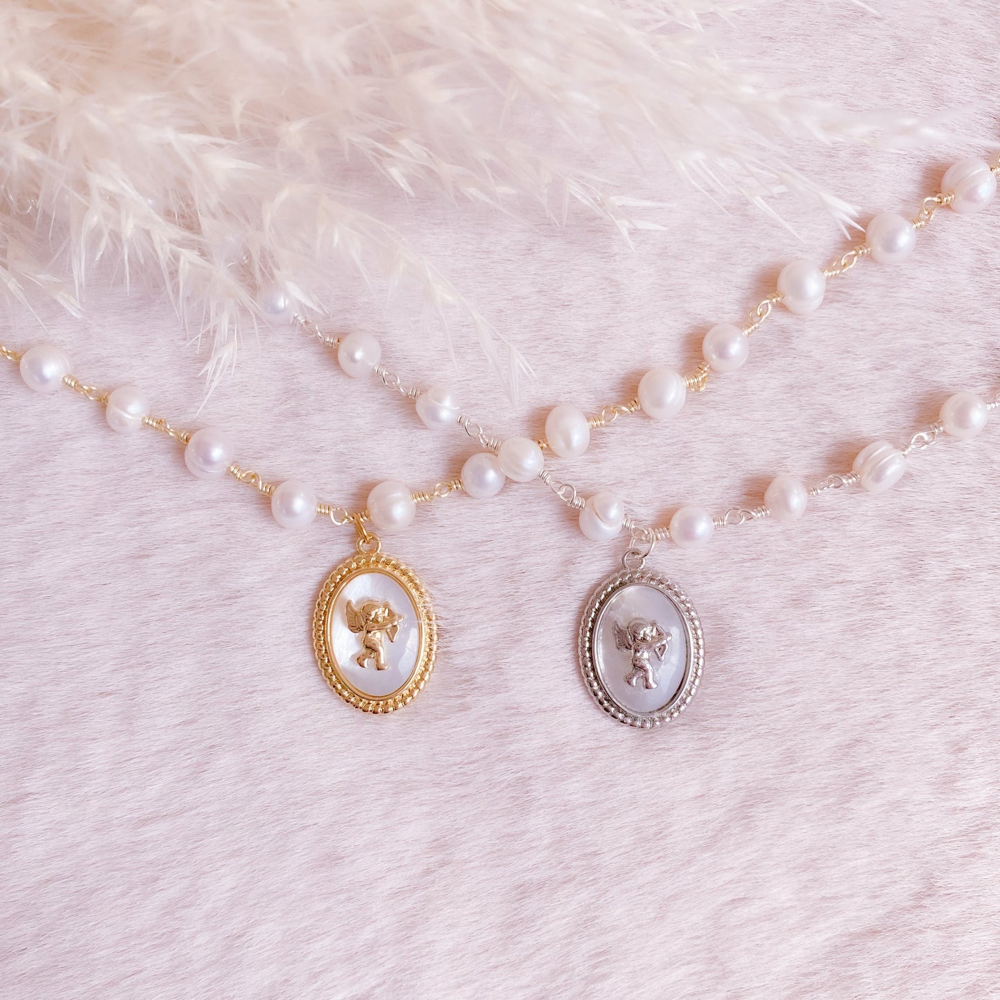 Cupid Medallion Pearl Choker