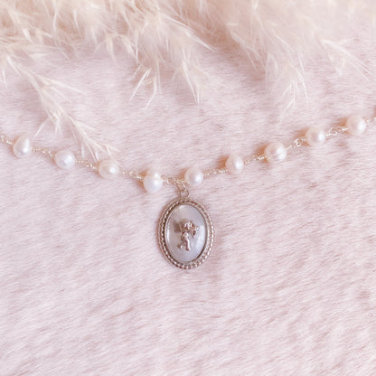 Cupid Medallion Pearl Choker