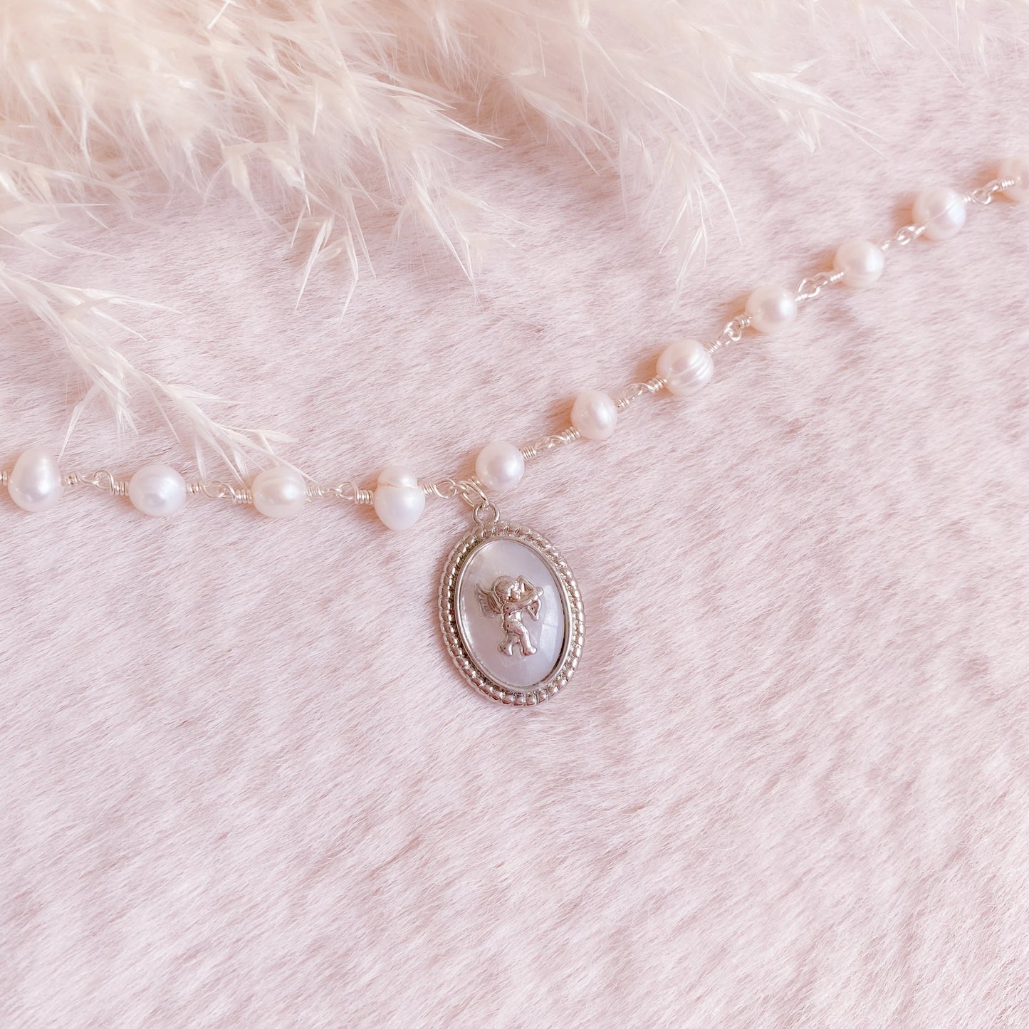 Cupid Medallion Pearl Choker