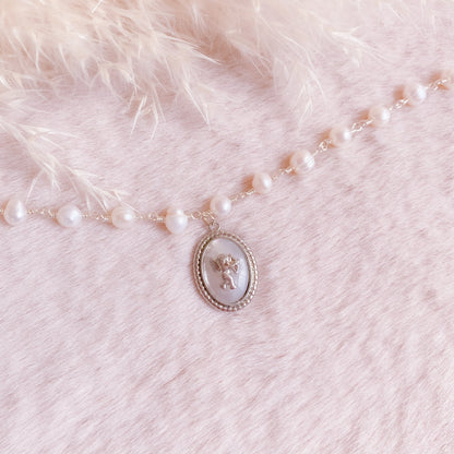 Cupid Medallion Pearl Choker