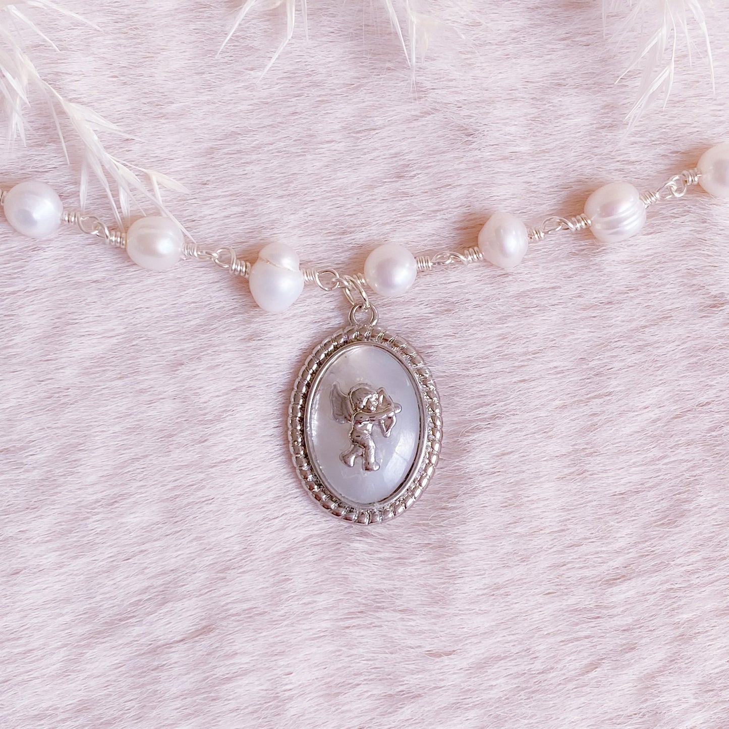 Cupid Medallion Pearl Choker