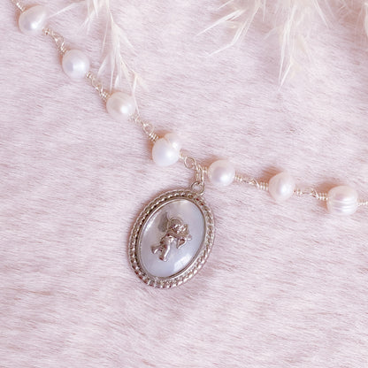 Cupid Medallion Pearl Choker