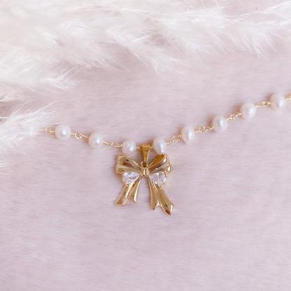 Cute Bow Pearl Choker