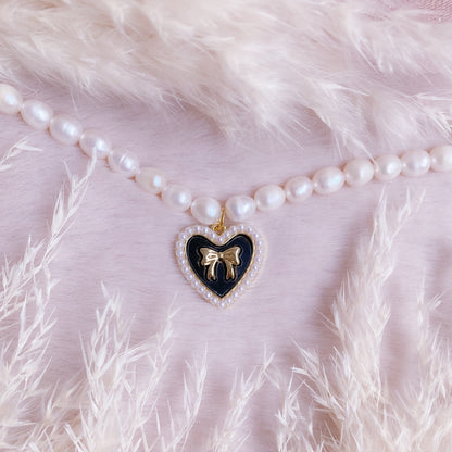 Coquette Heart Pearl Choker