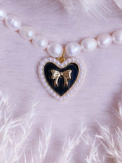 Coquette Heart Pearl Choker