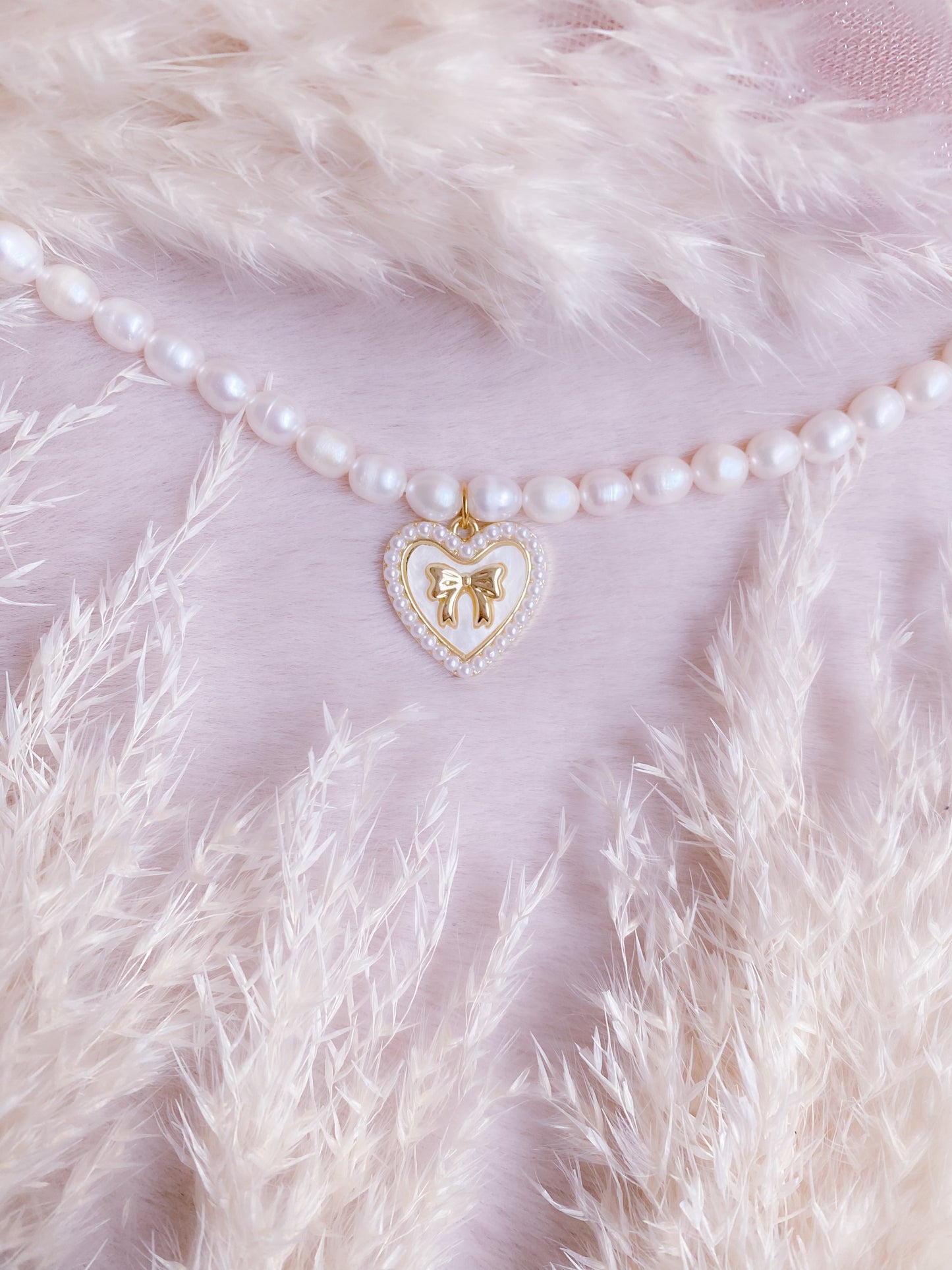 Coquette Heart Pearl Choker