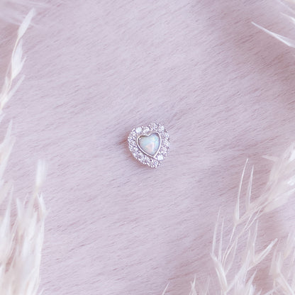 Opal Heart Tiny Stud