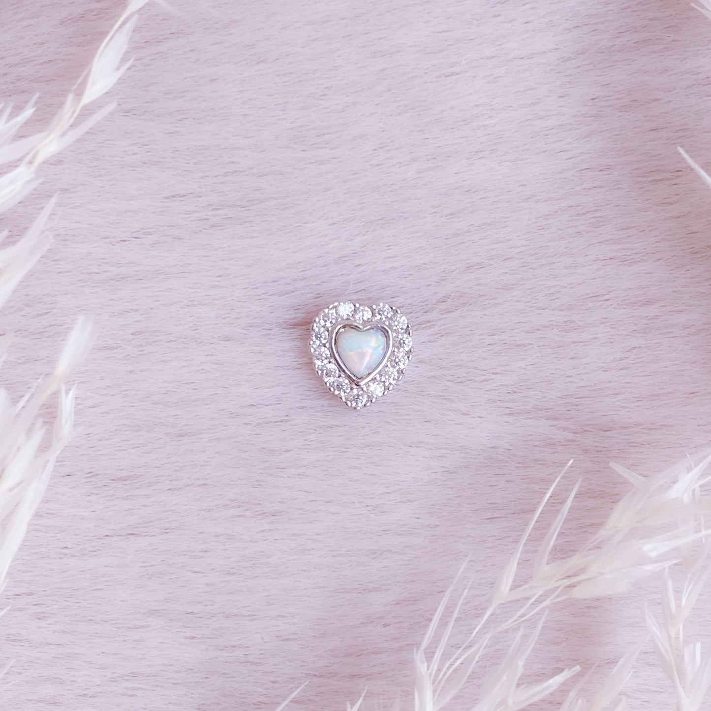 Opal Heart Tiny Stud