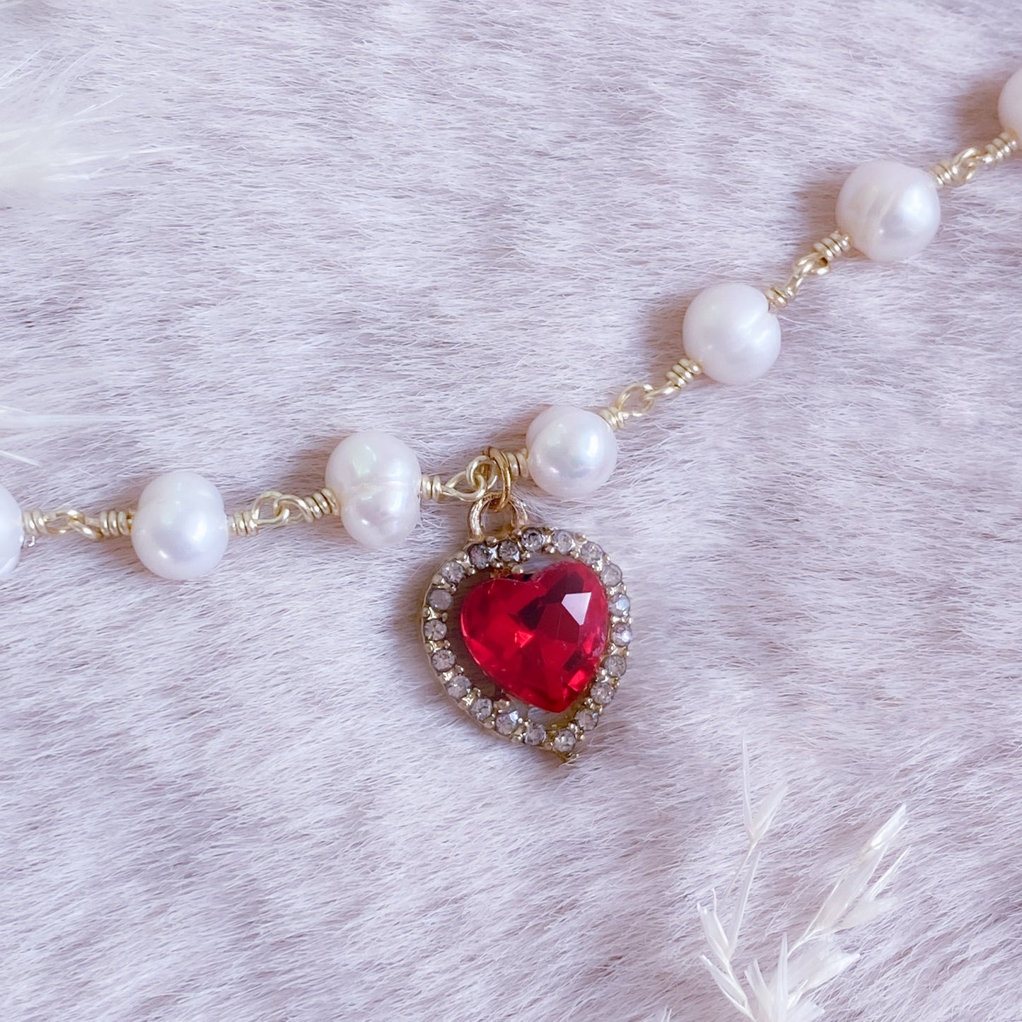 Crystal Heart Pearl Choker