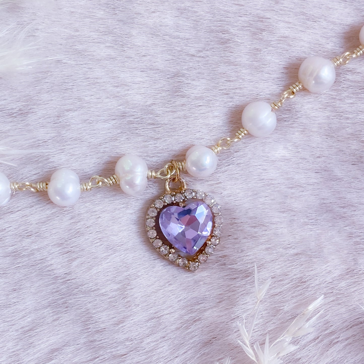 Crystal Heart Pearl Choker